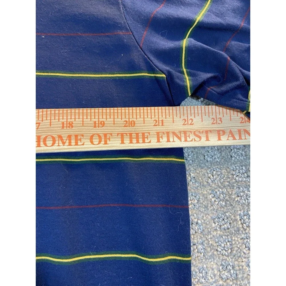 Polo Ralph Lauren Polo Shirt Mens Large Golf Fit Shirt Blue Striped Jersey Vtg